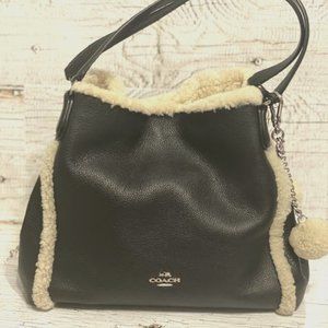 Coach black leather shoulder bag